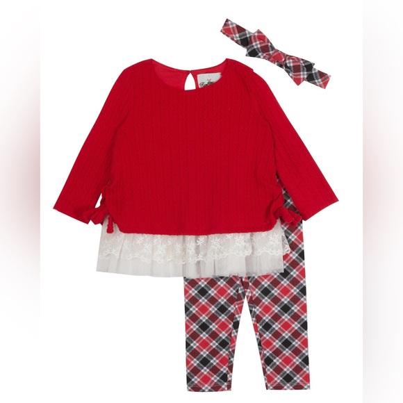 ❤️4 for $20❤️ Rare Editions Toddler Girl 3 Piece Set/leggings & Headband Size 3T - Picture 1 of 16
